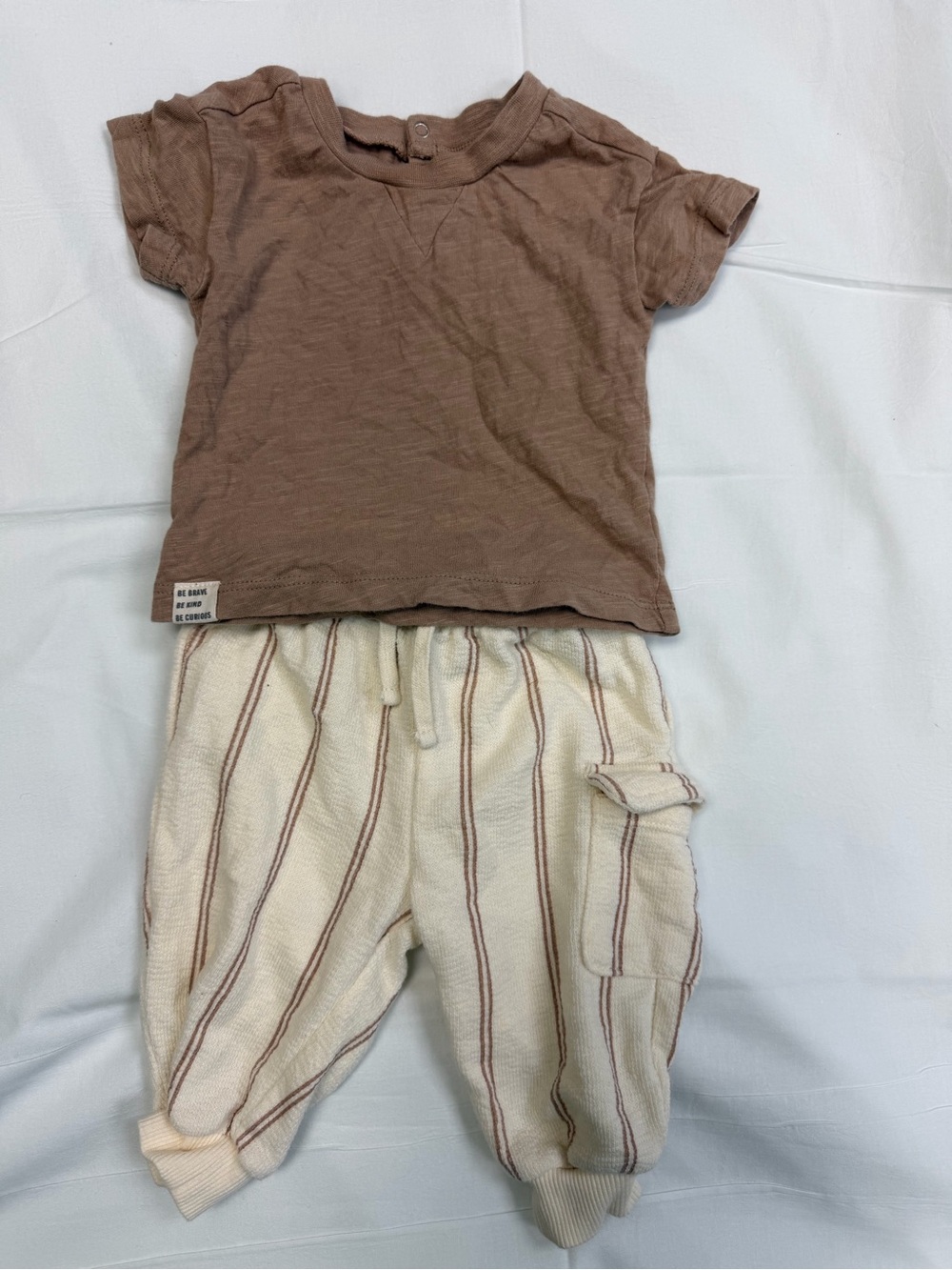 Kids Two-Piece Matching Set in Brown and Cream